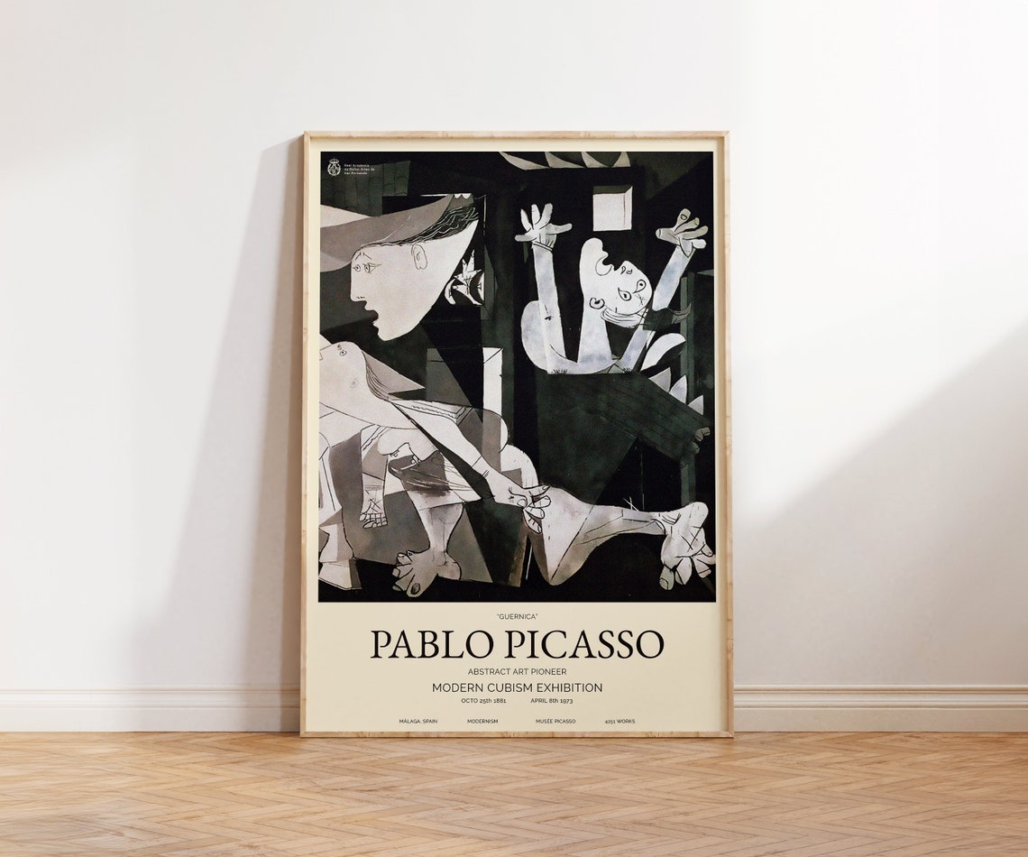 Pablo Picasso Guernica 1937 Black White Cubist Exhibition Art Poster - Image 2