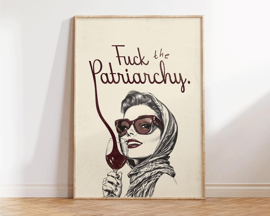 Fuck The Patriarchy Print Retro Feminist Wall Art Trendy Preppy Wall Decor Funny Bedroom Apartment Decor Hot Girls Print Empowerment - Image 3