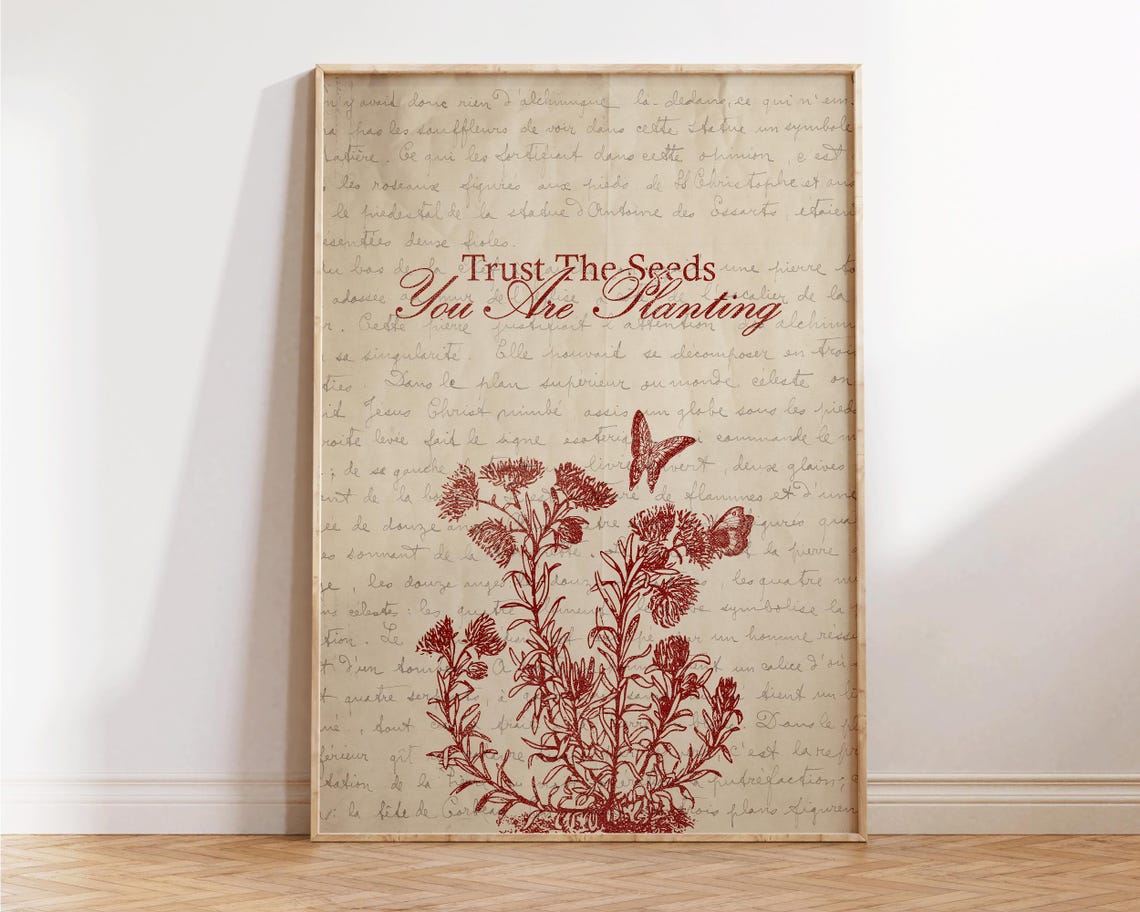 Trust The Seeds You Are Planting Red Botanical Quote Wall Poster - Image 4