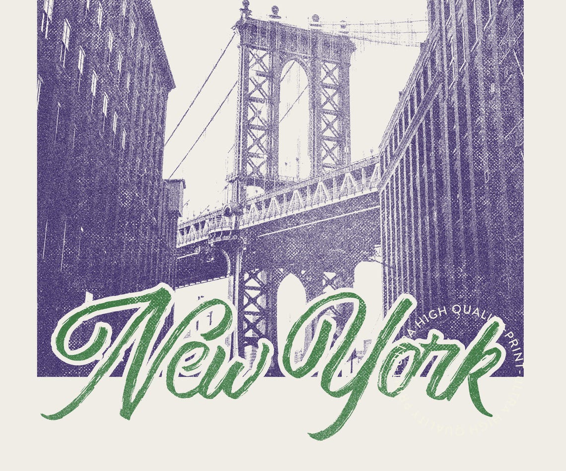 It Will Always Be New York Manhattan Bridge Retro Travel Poster - Image 5