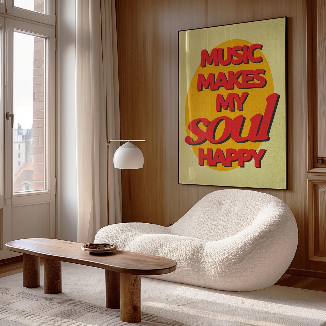 Music Makes My Soul Happy Red Retro Music Quote Wall Art Poster - Image 4