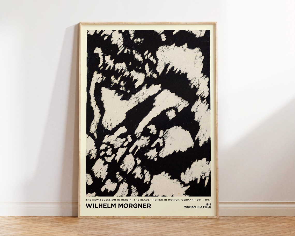 Wilhelm Morgner Woman In A Field 1912 Black White Woodcut Art Poster