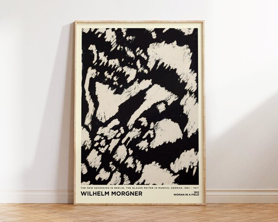 Wilhelm Morgner Woman In A Field 1912 Black White Woodcut Art Poster