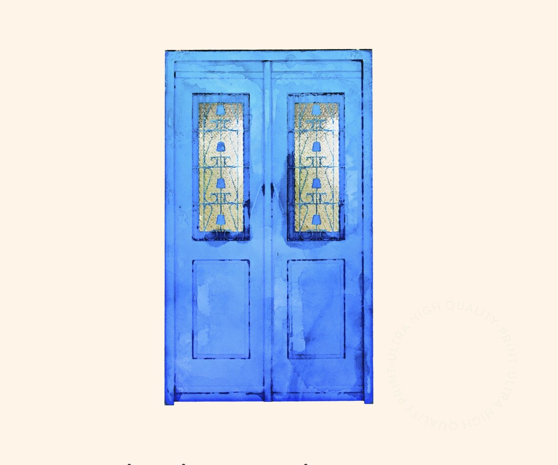 How She Loves To Be Home Blue Door Watercolor Quote Wall Art Poster - Image 5