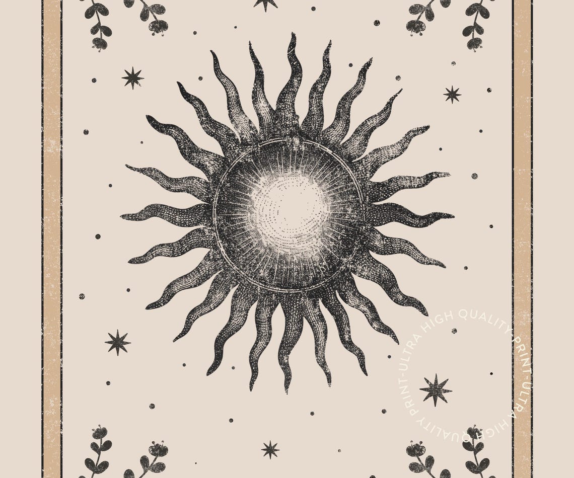Le Soleil The Sun Vintage Tarot Card Celestial Boho Decor Poster - Image 5