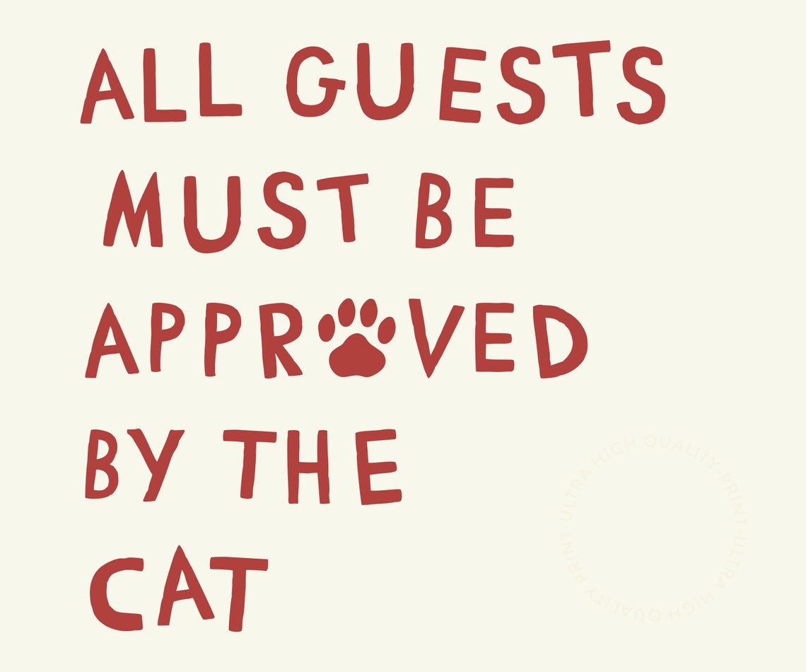 All Guests Must Be Approved By The Cat Red Funny Cat Lover Quote Print - Image 5