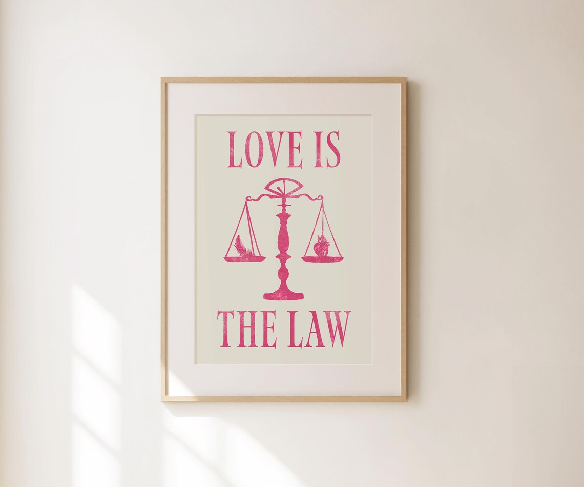 Love Is The Law Print Retro Wall Art Girly Gifts Spiritual Inspirational Quotes Preppy Apartment Decor Cute Prints Bedroom Wall Art - Image 3