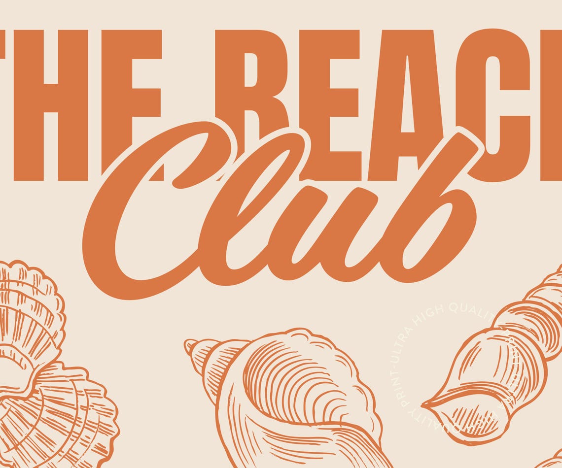 The Beach Club Retro Terracotta Orange Seashell Illustrations Poster - Image 5