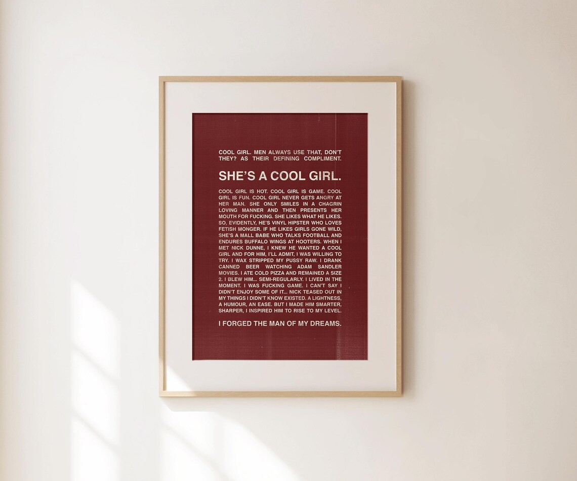 Gone Girl Movie Cool Girl Monologue Burgundy Typography Poster - Image 4