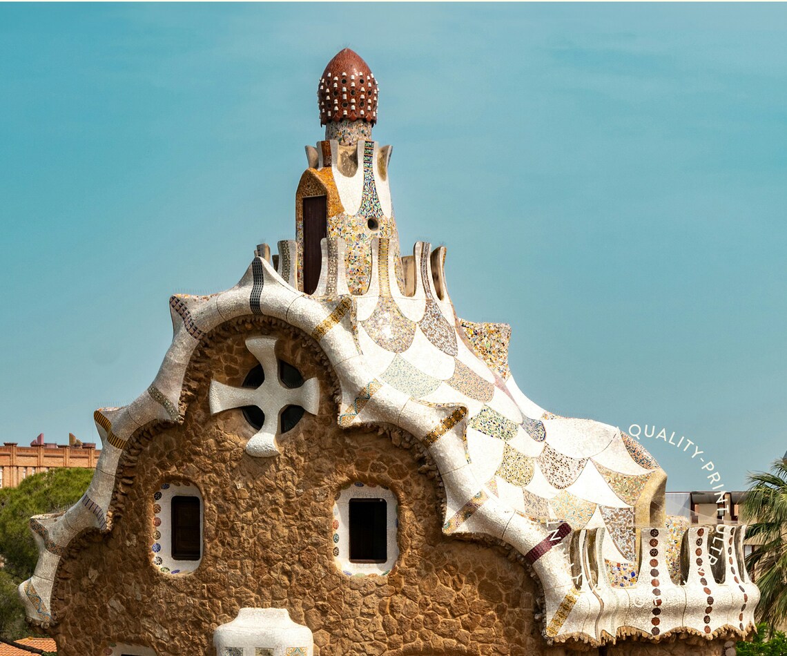 Travel Poster Barcelona Park Guell Poster Barcelona Poster Vintage Spain Poster Nature Landscape Wall Art For Living Room Modern Island - Image 5