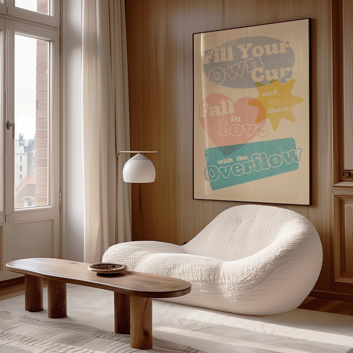 Fill Your Own Cup Fall In Love With The Overflow Retro Quote Poster - Image 2