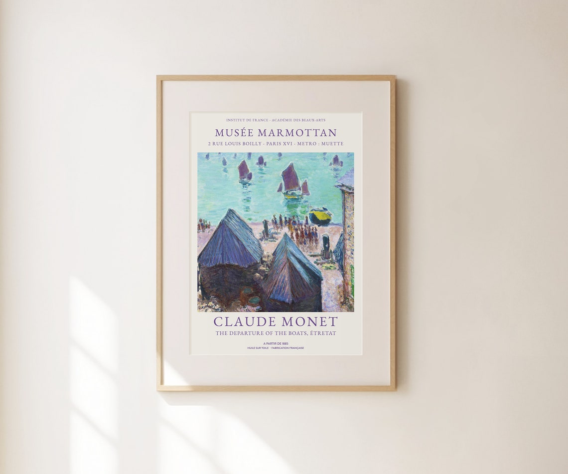 Claude Monet Print The Departure Of The Boats Print Vintage Wall Decor Monet Wall Art Sea Wall Print Blue Large Wall Art Living Room - Image 2