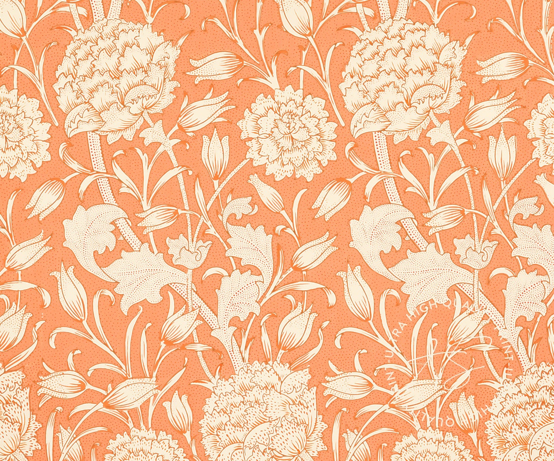 William Morris Wild Tulip 1884 Orange Floral Textile Pattern Art Print - Image 5