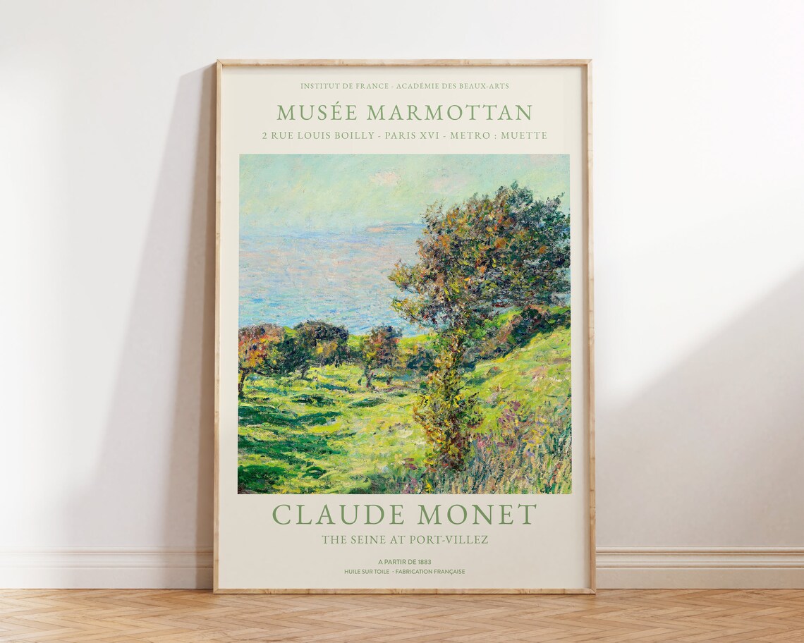 Claude Monet Seine At Port Villez Green Landscape Exhibition Art Poster - Image 4