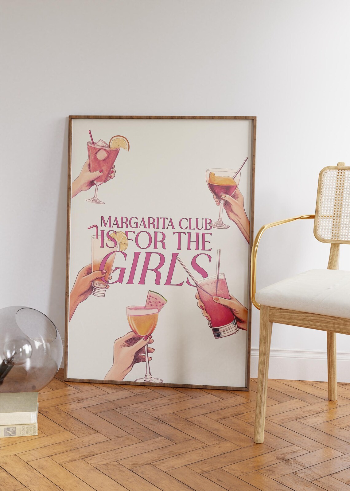 Margarita Club Is For The Girls Pink Cocktail Cheers Retro Bar Art Poster - Image 4