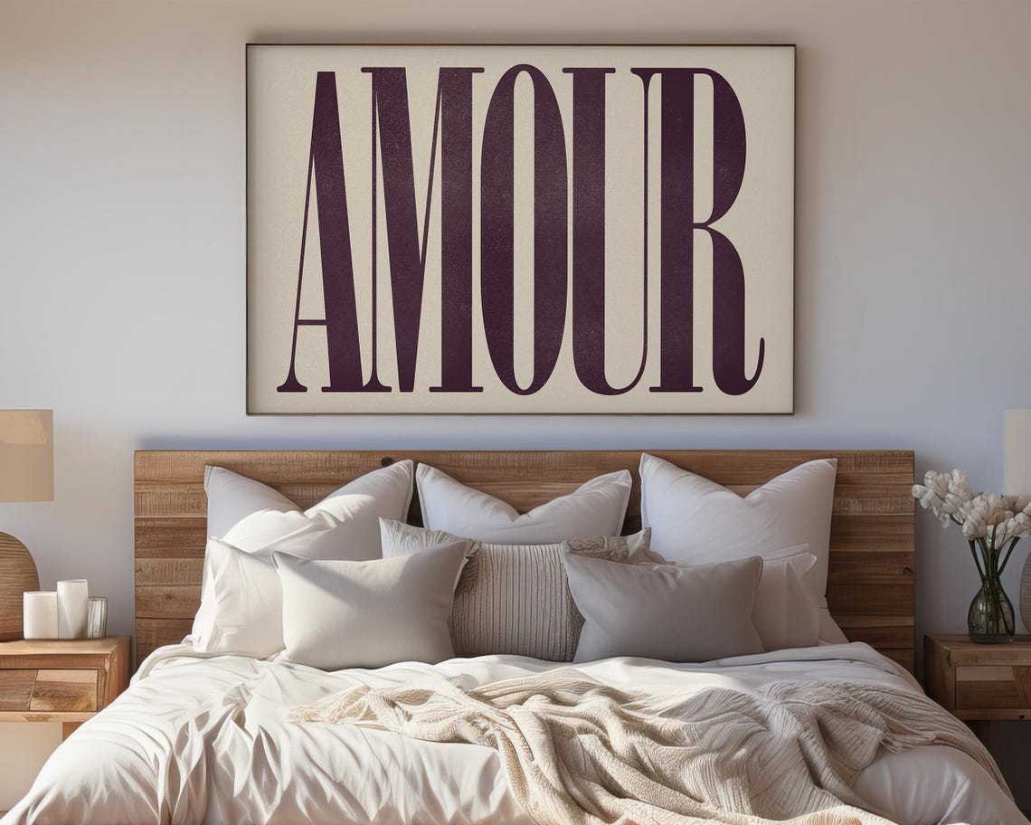 Amour Bold Plum Serif French Typography Romantic Wall Art Poster - Image 5