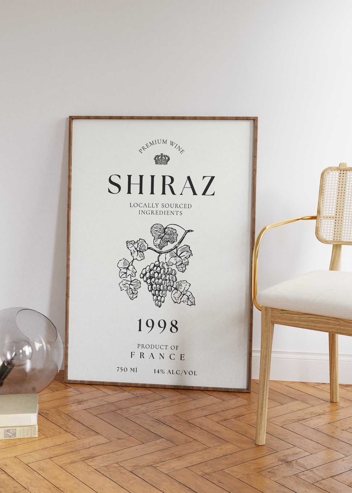 Shiraz Premium Wine 1998 France Vintage Label Style Kitchen Bar Poster - Image 2