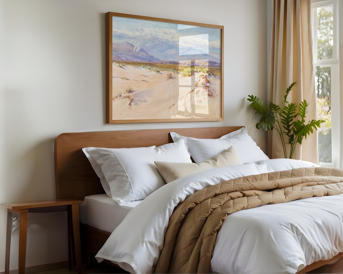 Coastal Sand Dunes Mountain Vista Watercolor Serene Landscape Art Poster - Image 4