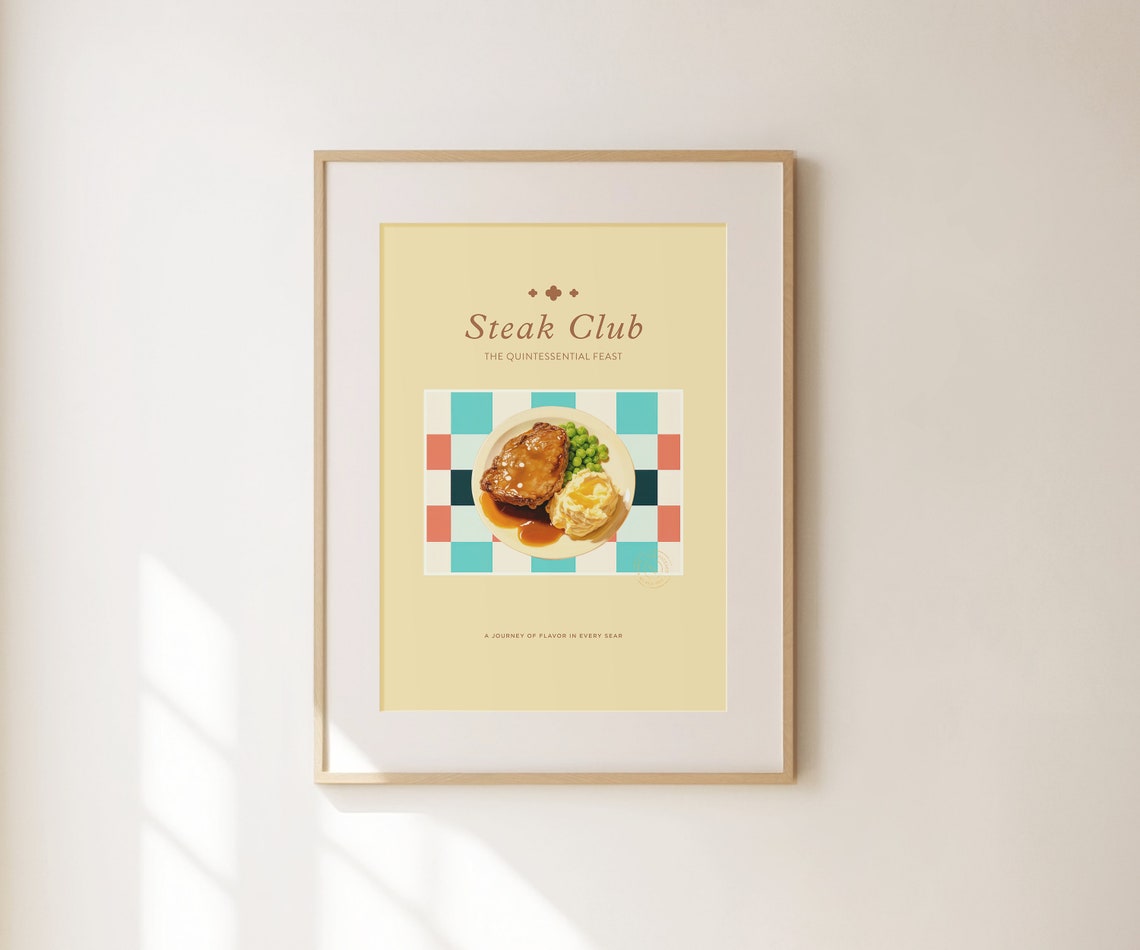 Steak Club Quintessential Feast Retro Dinner Plate Kitchen Art Print - Image 2