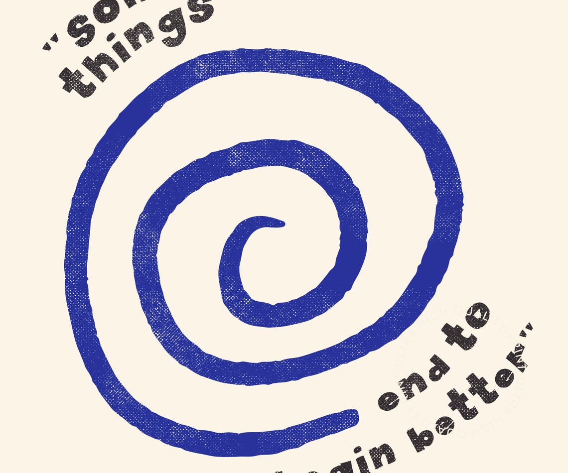 Some Things End To Begin Better Blue Spiral Quote Trendy Wall Decor - Image 5