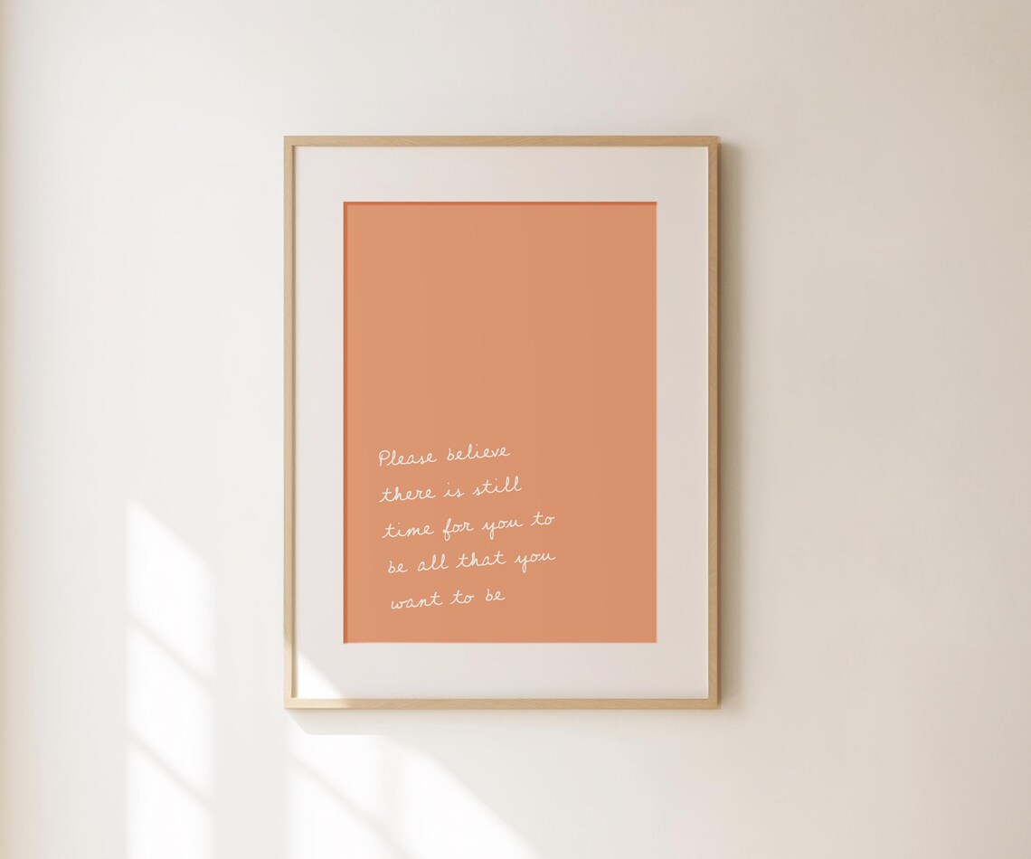 Please Believe There Is Still Time Terracotta Minimalist Quote Wall Print - Image 2