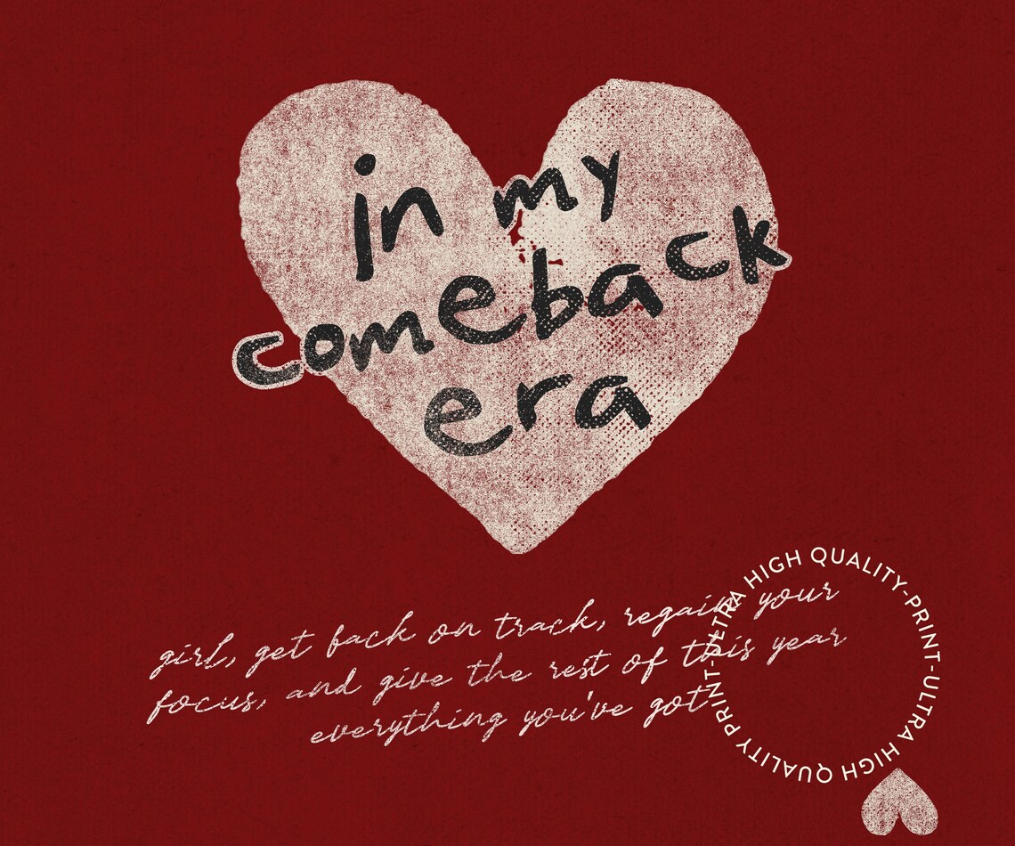 In My Comeback Era Burgundy Ace of Hearts Feminist Quote Poster - Image 5