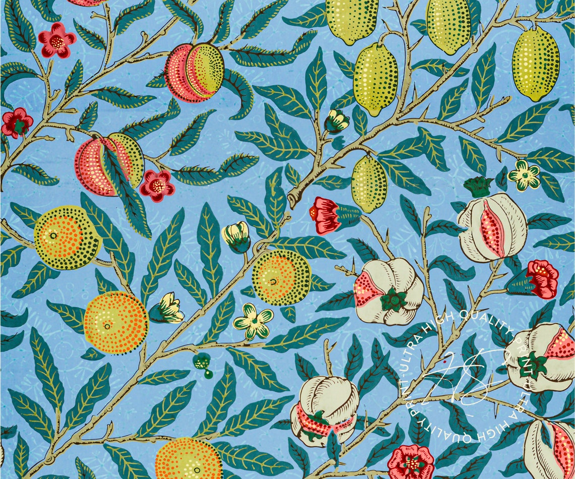 William Morris Pomegranate Blue Botanical Pattern Modern Art Print - Image 5