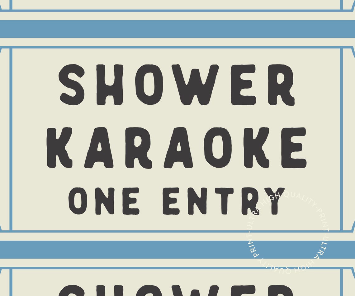 Shower Karaoke One Entry Blue Ticket Funny Bathroom Retro Humor Print - Image 5