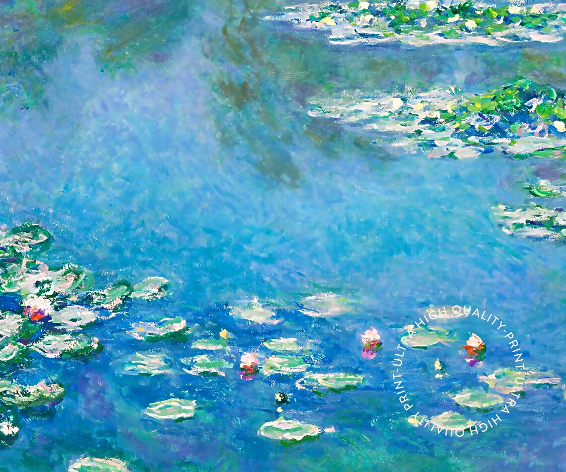 Claude Monet Water Lilies Blue Pond Impressionist Museum Exhibition Art Print - Image 5