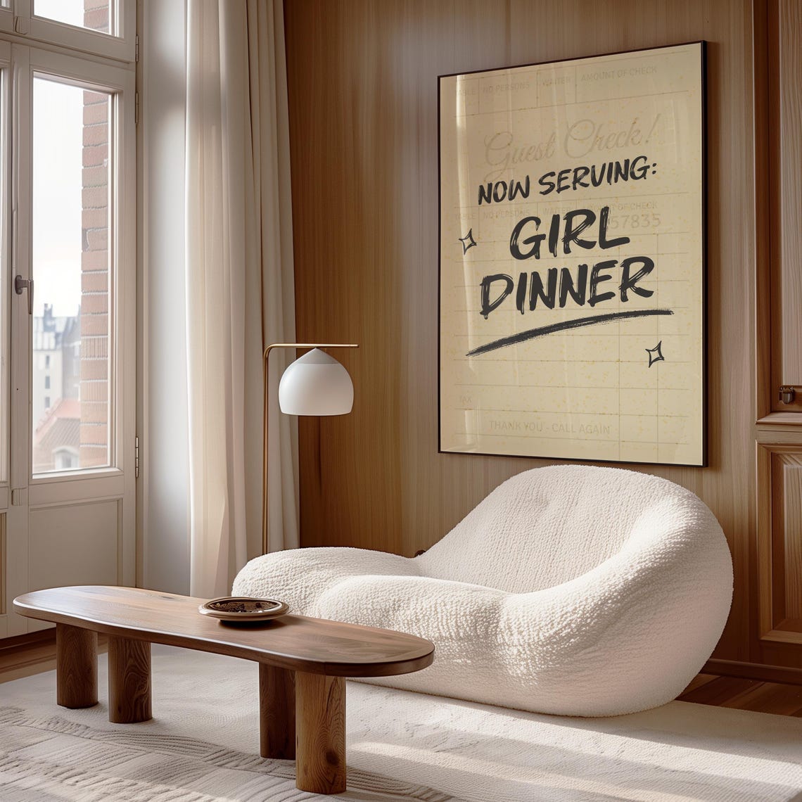 Now Serving Girl Dinner Funny Guest Check Kitchen Meme Wall Art Poster - Image 2