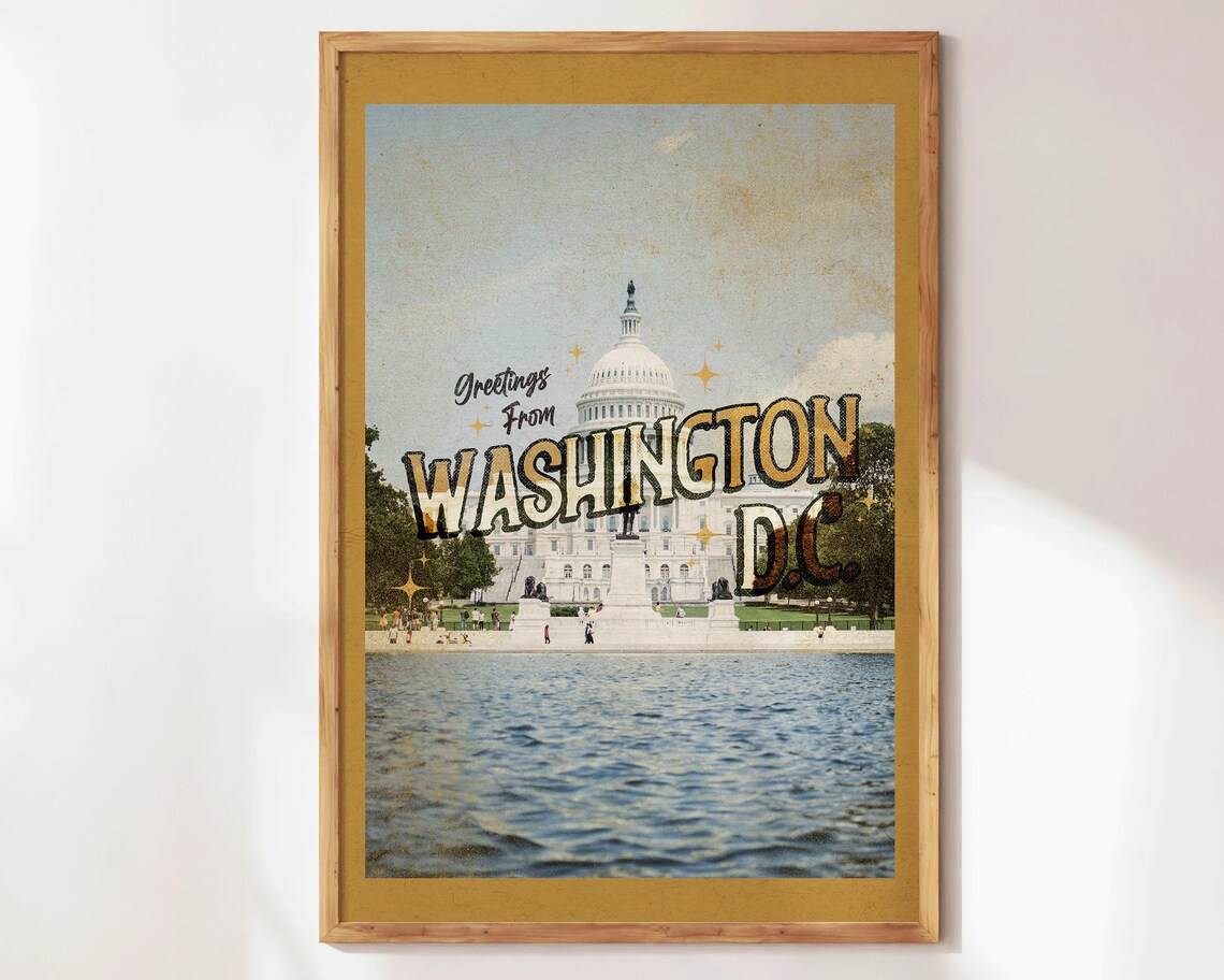 Greetings From Washington DC US Capitol Vintage Travel Poster - Image 3