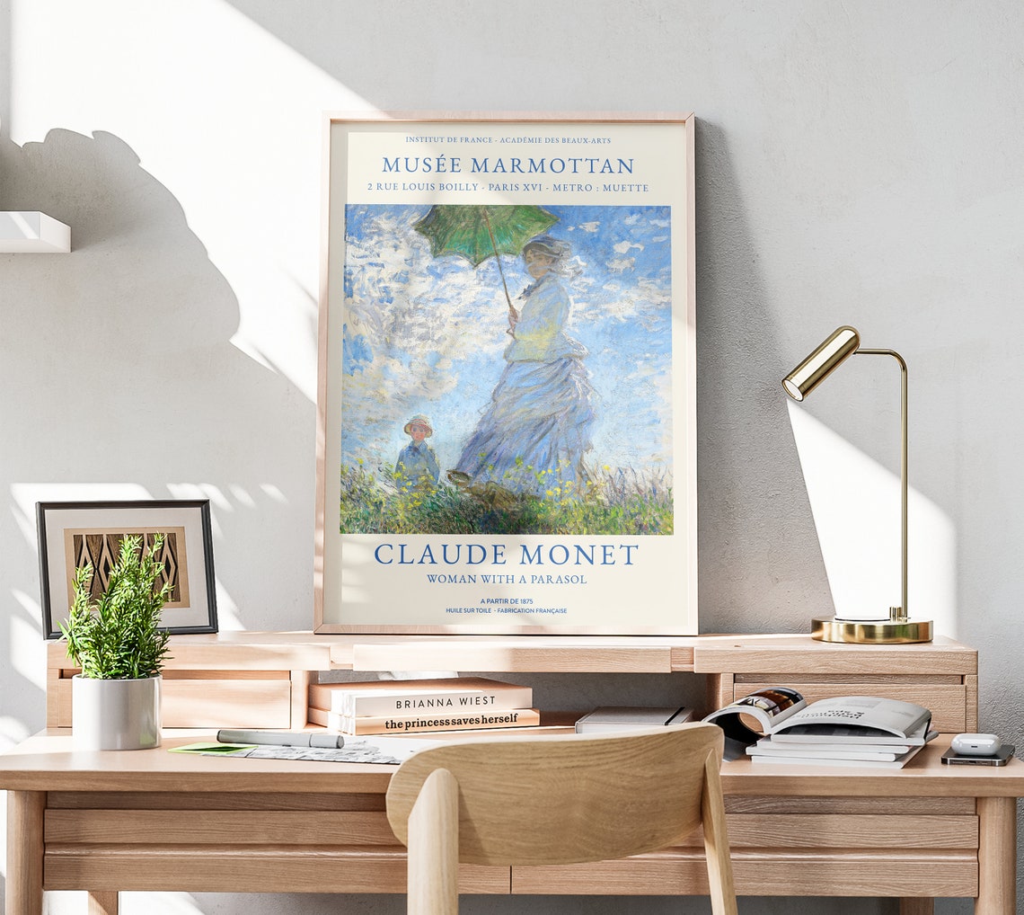 Claude Monet Woman With A Parasol 1875 Impressionist Exhibition Poster - Image 2