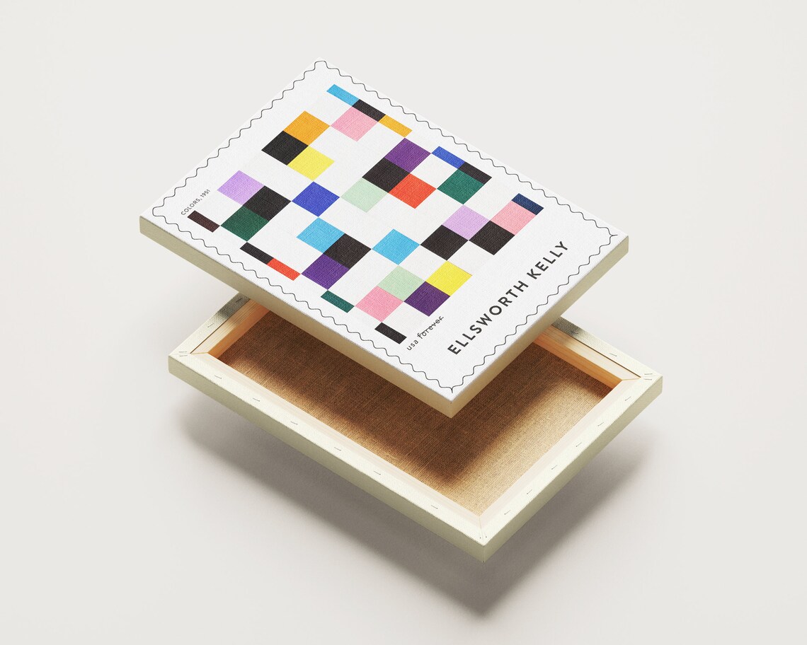 Ellsworth Kelly Colors 1951 Rainbow Checkerboard Grid Stamp Art Poster - Image 4