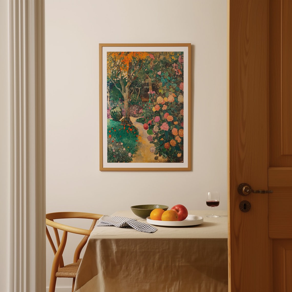 Impressionist Botanical Garden Path with Colorful Flower Beds Poster - Image 2