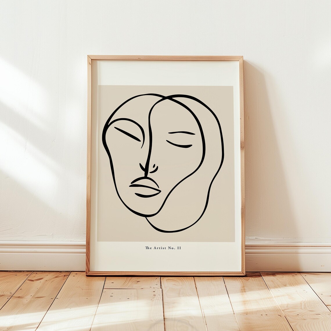 The Artist No II Abstract Face Line Drawing Beige Minimalist Poster
