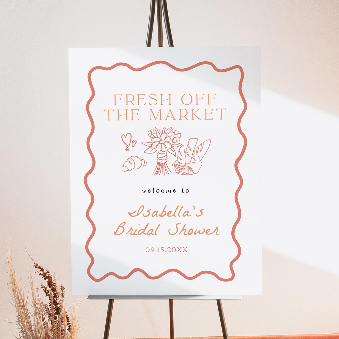 Fresh Off the Market Bridal Shower Welcome Sign Printable Poster