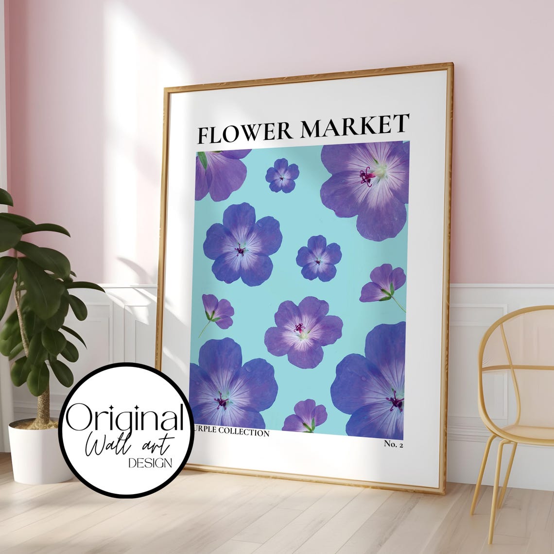 Flower Market Purple Blossoms On Turquoise Collection No 2 Poster