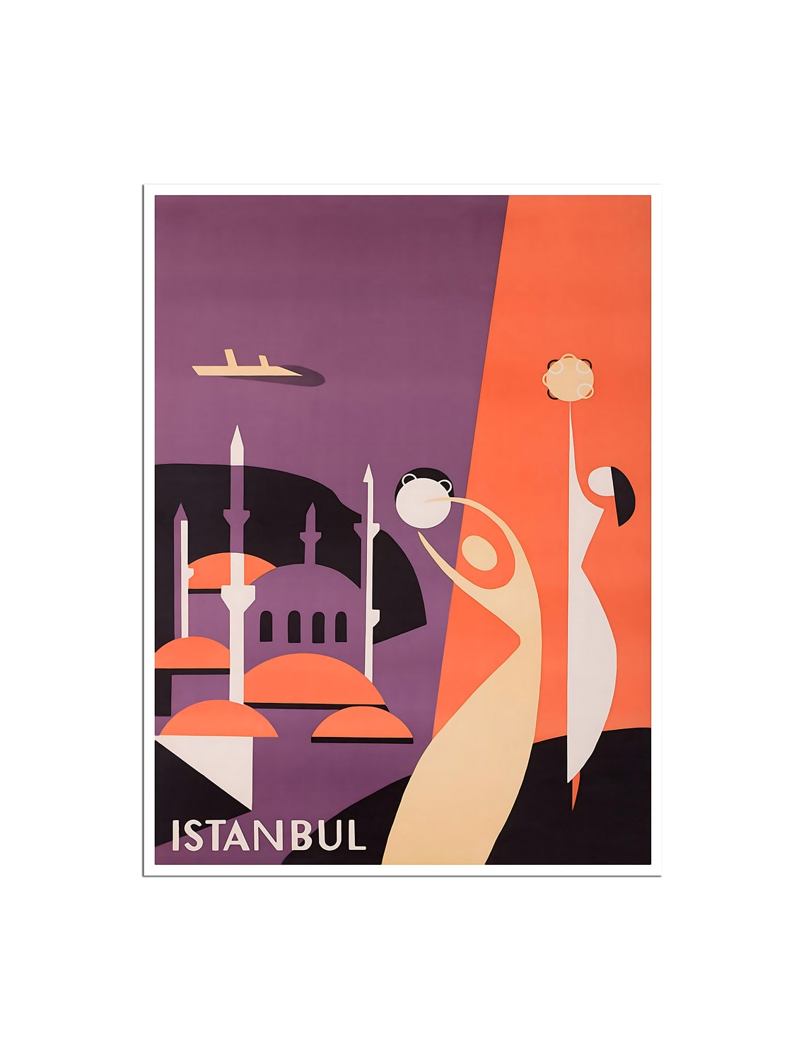 Istanbul Art Deco Mosque Domes Dancers Vintage Travel Poster