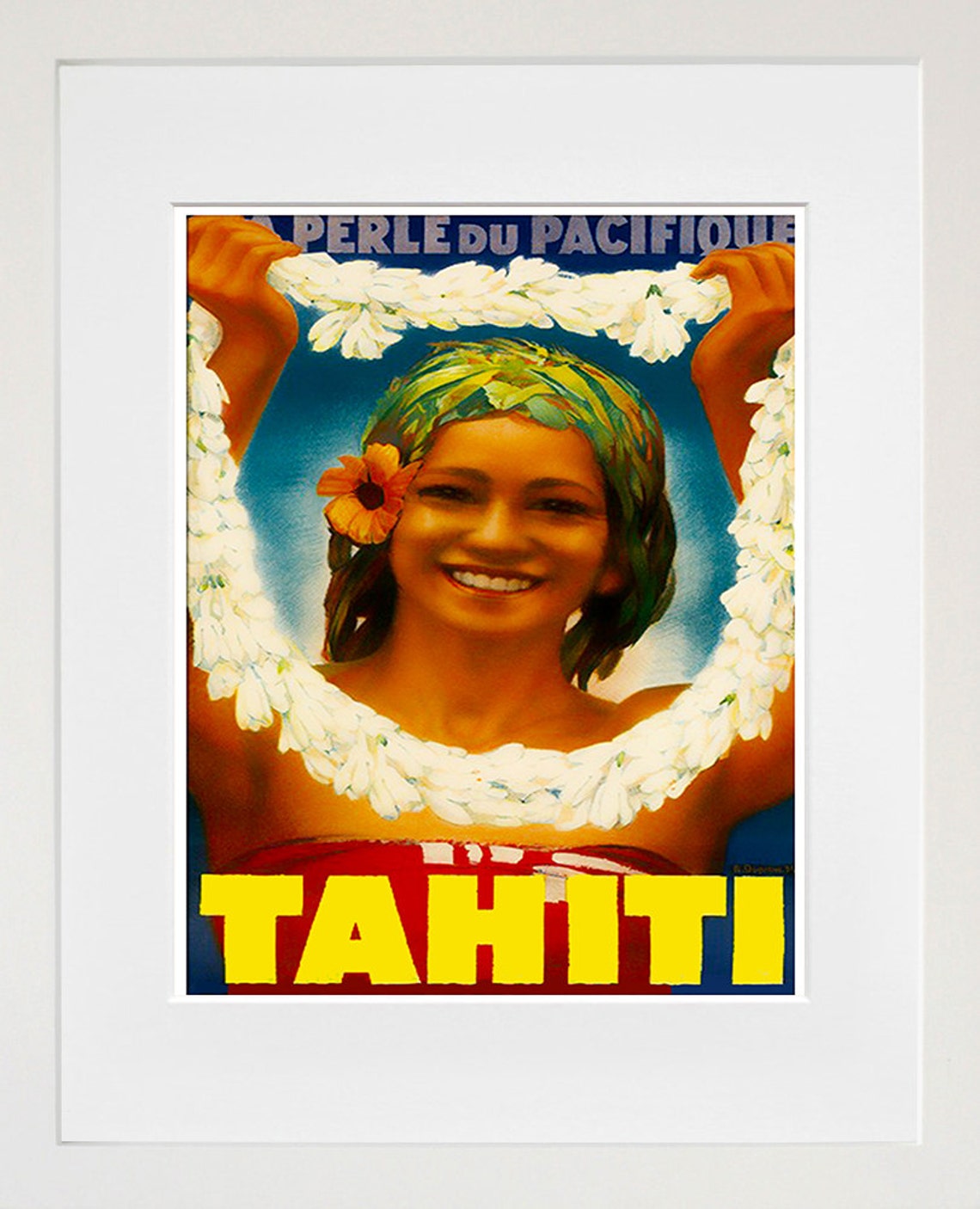 Tahiti Pacific Pearl Vintage French Island Travel Poster Decor