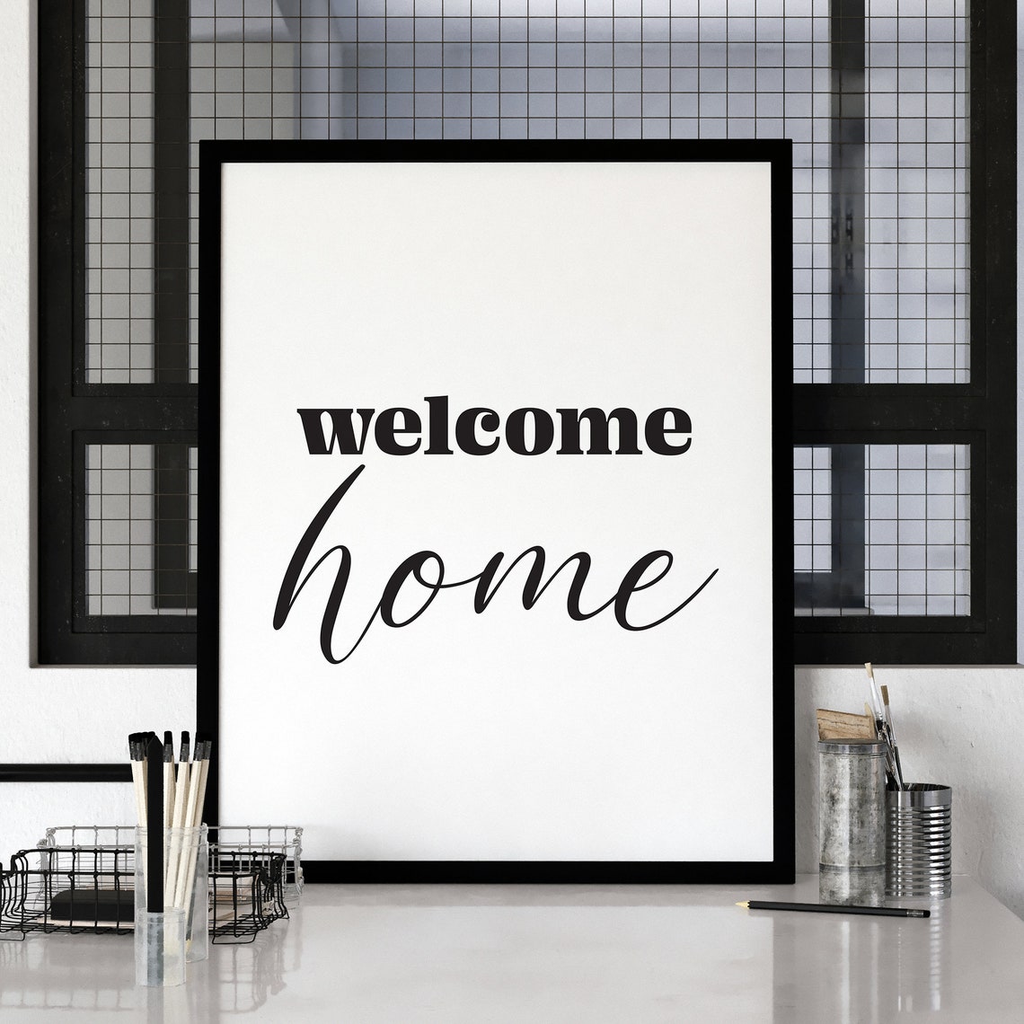 Welcome Home Mixed Script and Serif Typography Entryway Decor Poster - Image 2