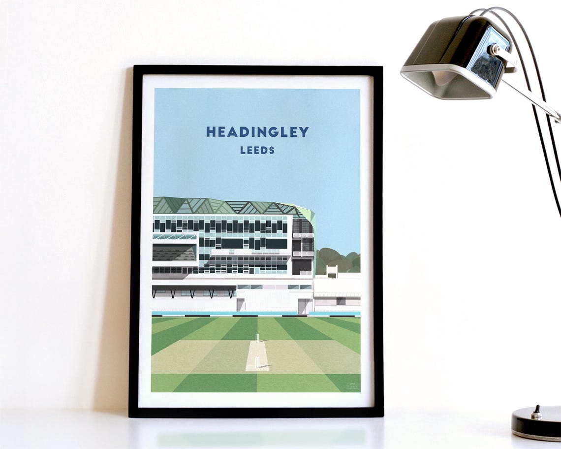 Yorkshire Cricket Print, Headingley Stadium Minimalist Poster