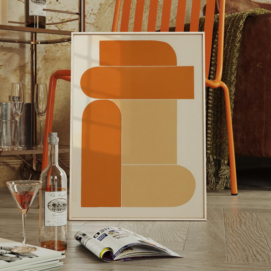 Modern Geometric Abstract Terracotta Beige Minimalist Arch Poster
