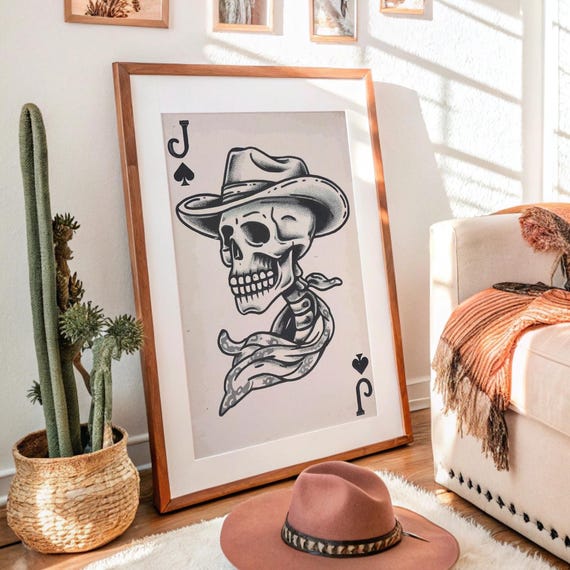 Cowboy Skull Jack Of Spades Western Art