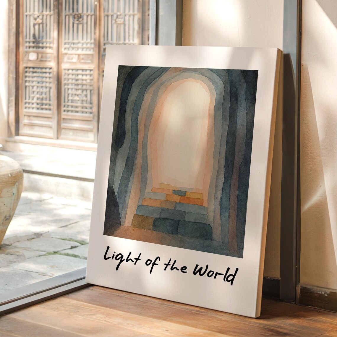 Light Of The World Watercolor, Christian Quote Art