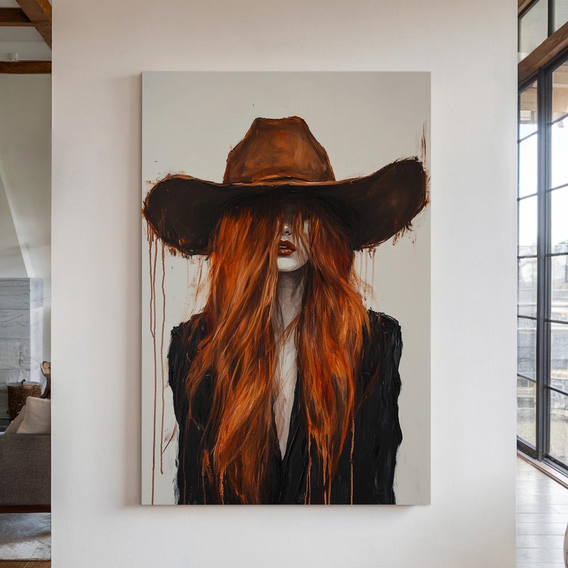 Cowgirl Wall Art, Western Boho Portrait