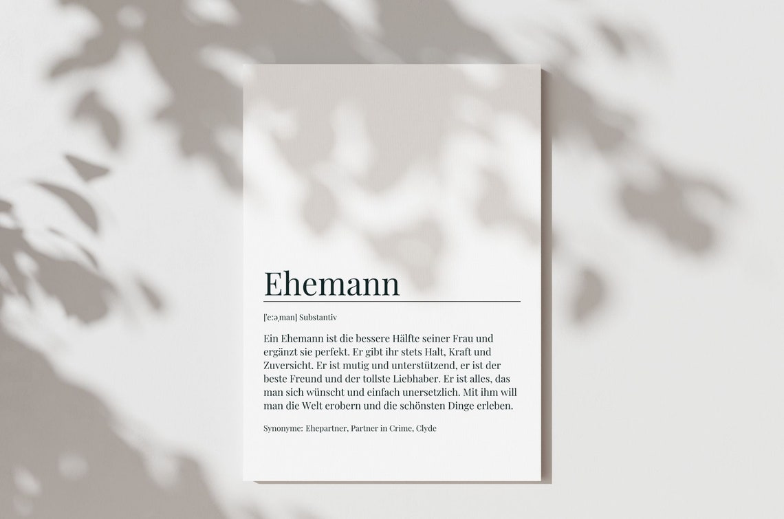 Ehefrau German Word Definition Wife Love Tribute Gift Art Poster - Image 4
