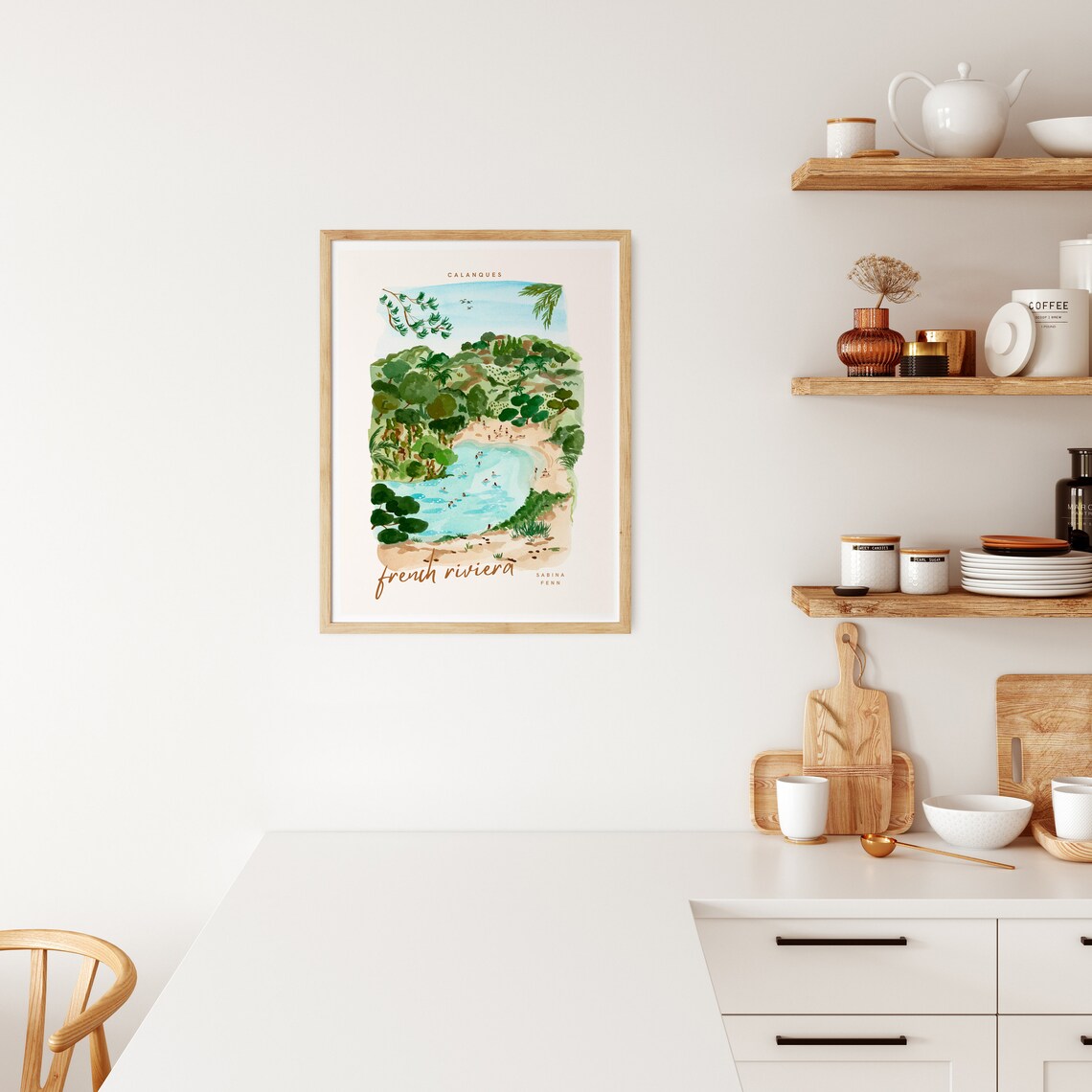 French Riviera Art Print, Mediterranean Coastal Poster - Image 3