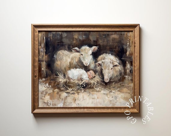 Nativity Scene Christian Christmas Wall Art Print