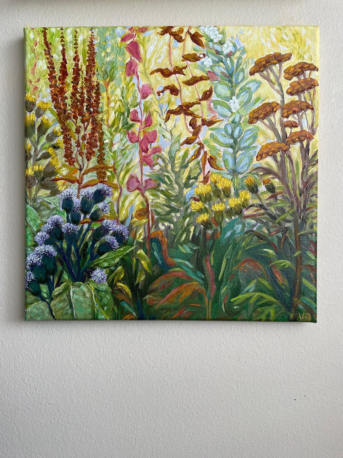 Fall Wildflower Valley Golden Meadow Impressionist Landscape Oil Art - Image 2