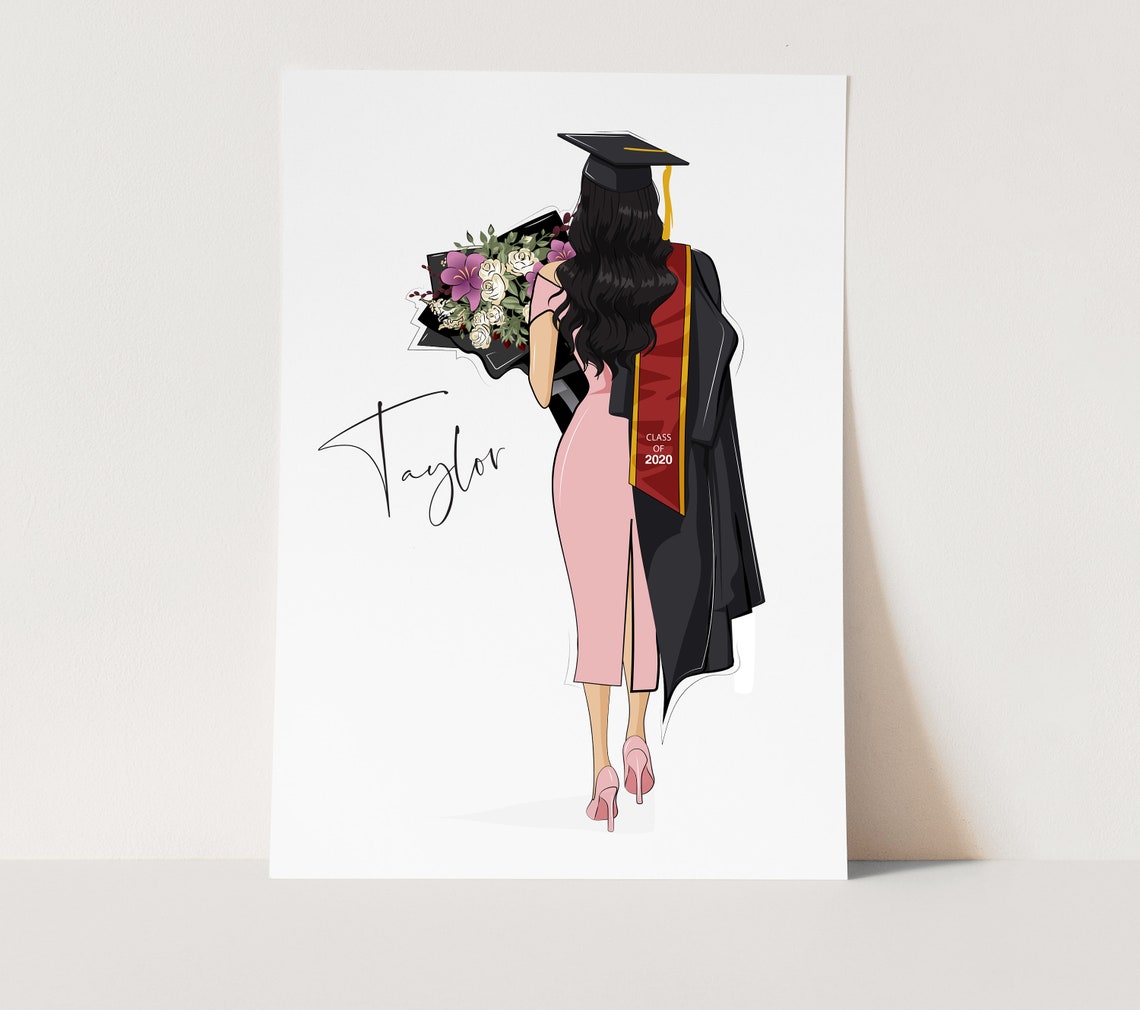 Personalized Graduation Portrait Angel Wings Class of 2020 Art Print - Image 3